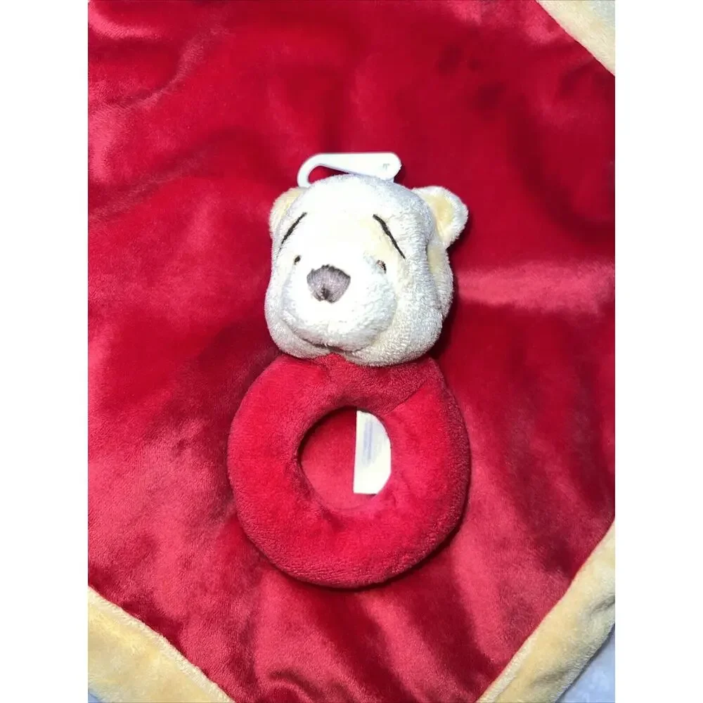 Disney Baby Winnie the‎ Pooh Red Plush w/Rattle Lovey Security Blanket